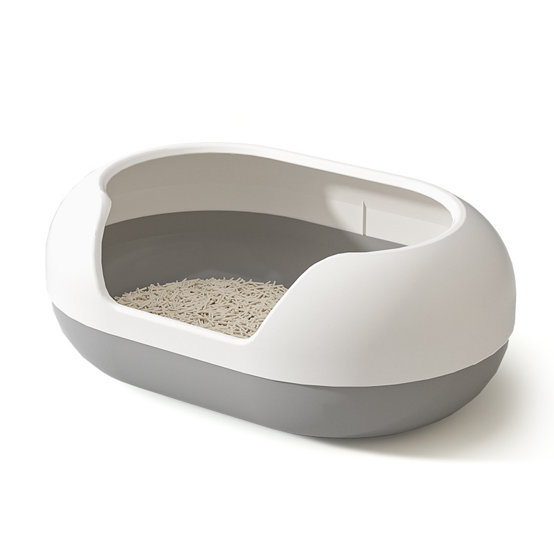 Open top cat litter box for kittens and adult cats with low entry and high back