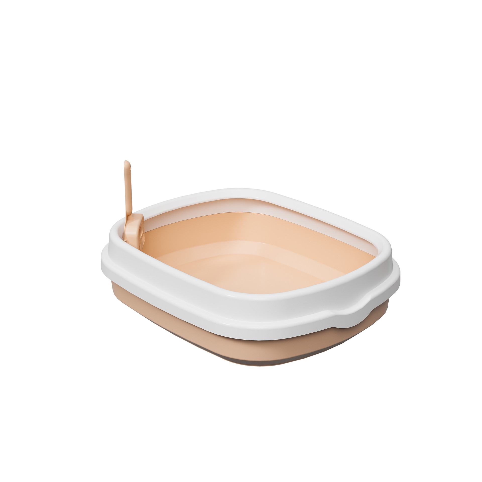 Lime Green Open Cat Litter Tray with Perforated Step Platform, Raised Edge Kitty Toilet Pan