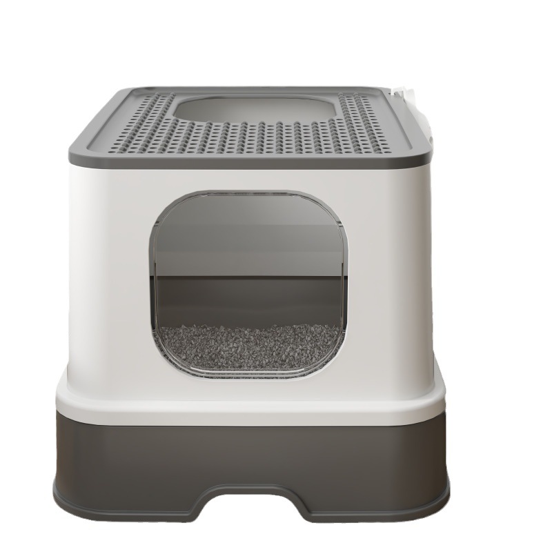 Yellow Oval Cat Litter Box with Built-In Sifting Step, Open Kitty Toilet Tray for Indoor Cats