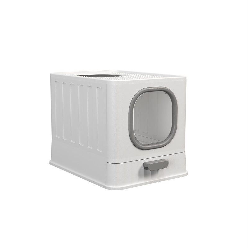 Mint Green Enclosed Cat Litter Box with Front Privacy Door and Entry Ramp, Covered Kitty Toilet
