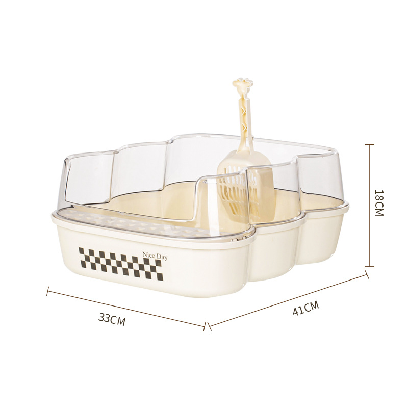 Yellow and Brown Covered Cat Litter Box with Sifting Roof and Side Scoop, Indoor Kitty Toilet
