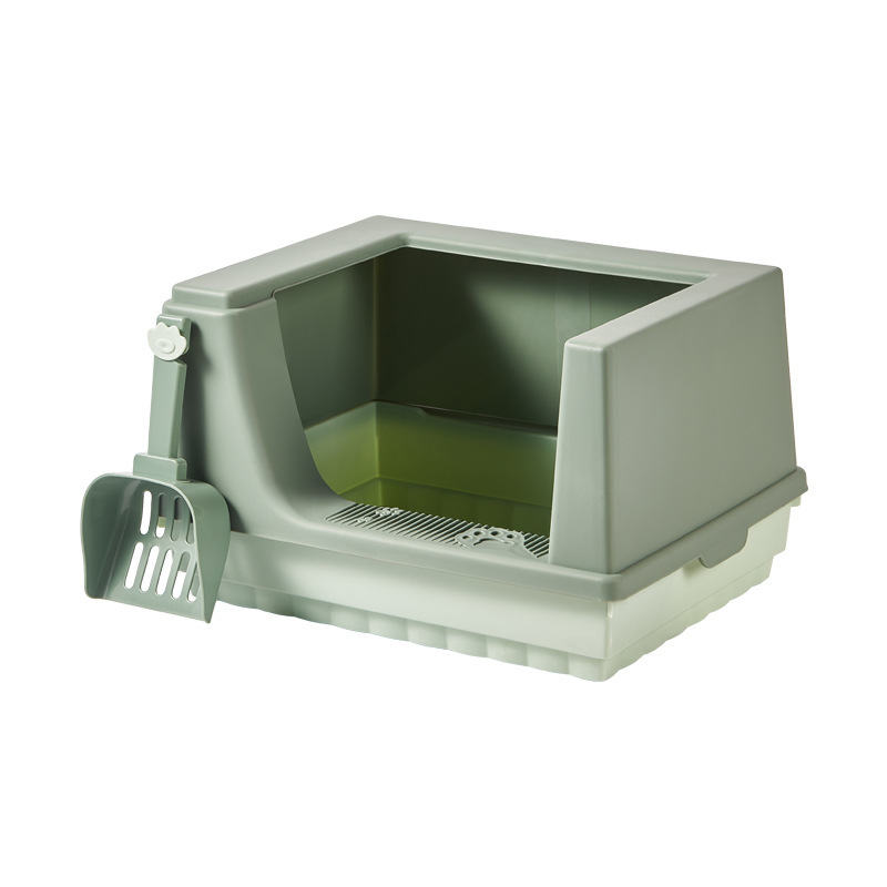 Dual Color Open Cat Litter Tray with Removable Inner Pan, Red and White Kitty Toilet Set