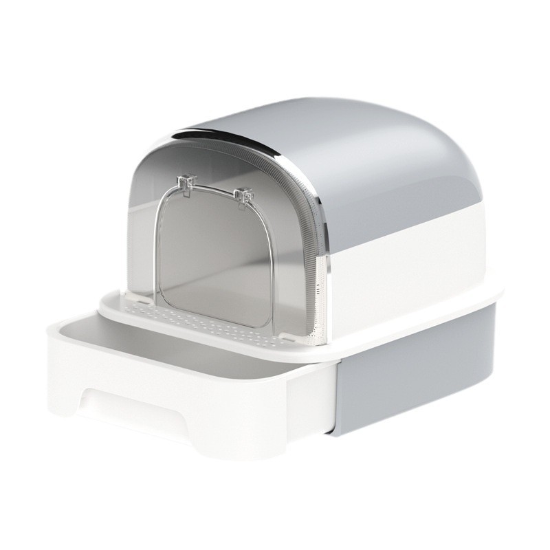 Wood Style Cat Litter Box with Front Entry, Pull-Out Waste Tray and Decorative Covered Housing
