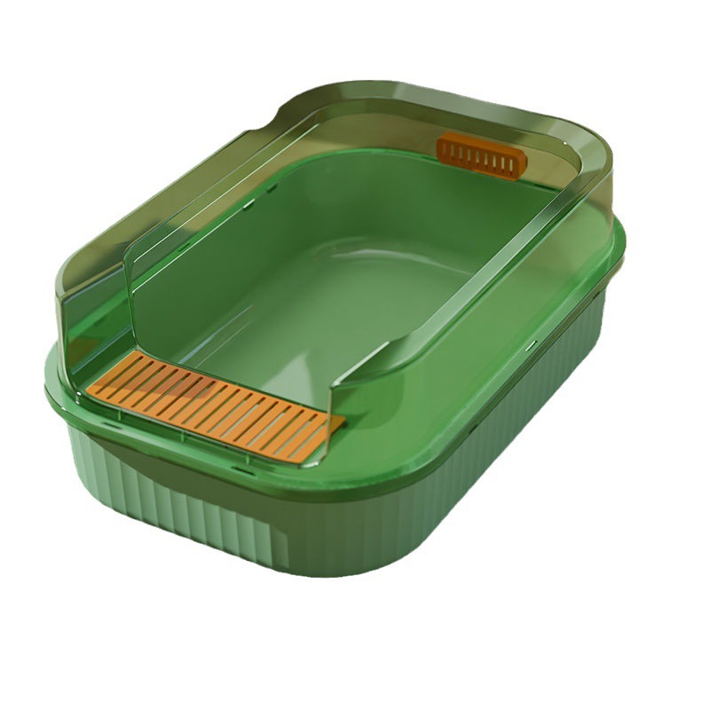 Black and White Two-Level Cat Litter Box with Removable Upper Sifting Tray, Open Kitty Toilet