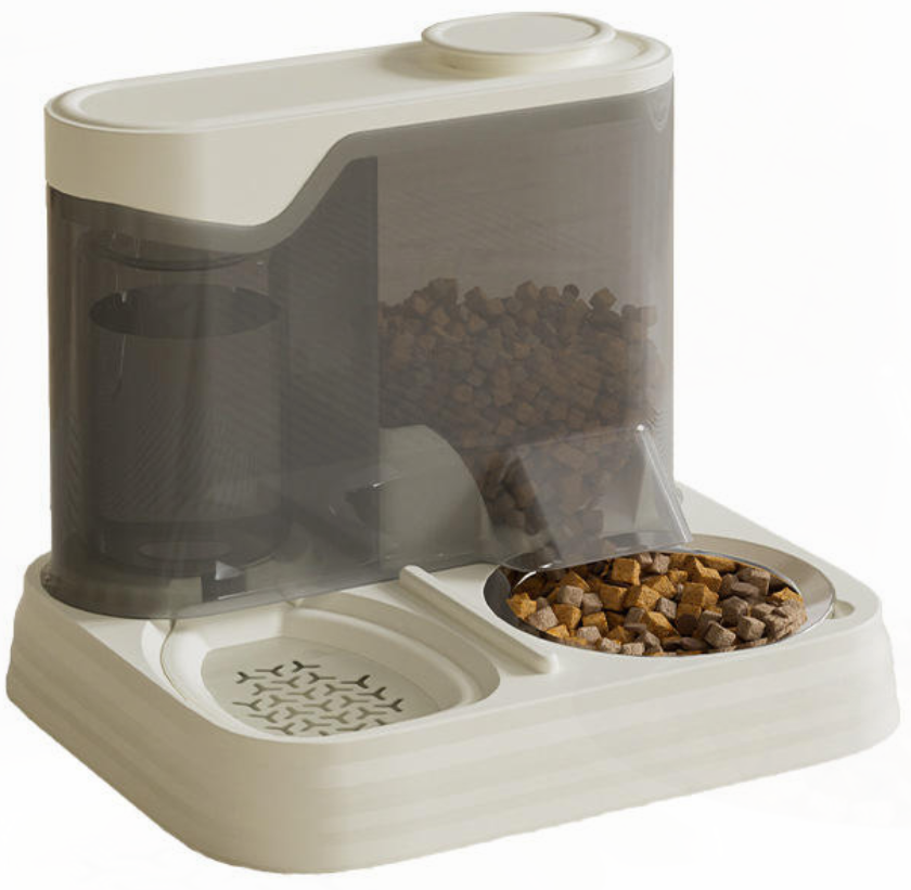 Pet feeding and watering system with transparent food container