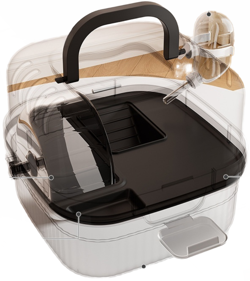 Portable small animal travel carrier with ventilated clear cover